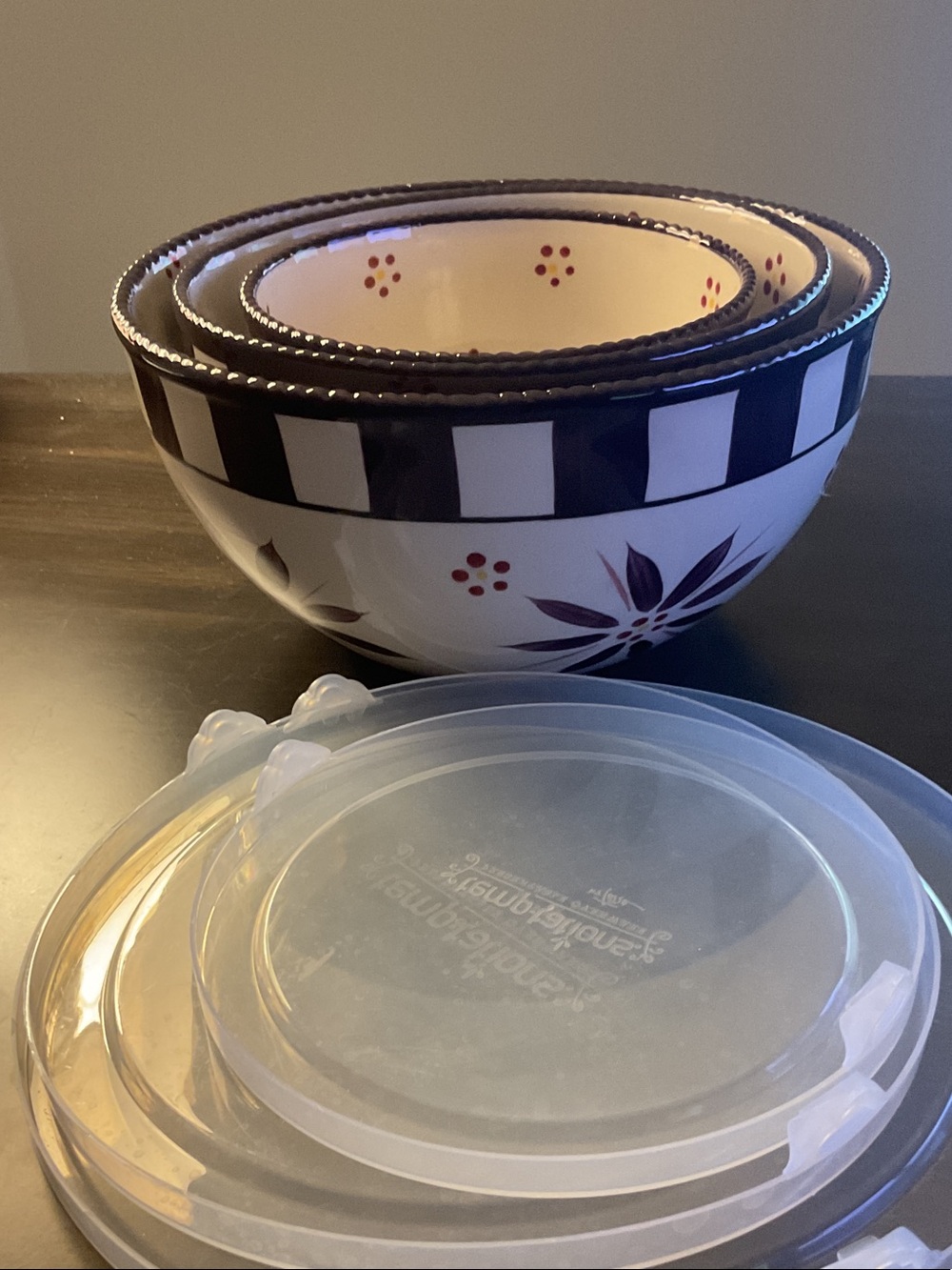 Temp-Tations Cream Ovenware Piece with Black Logo